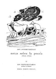 Portada:Notas sobre la poesía (1912-1924) / Antonio Machado