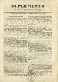 Portada:Suplemento de actos y decretos oficiales, domingo 7 de septiembre de 1856