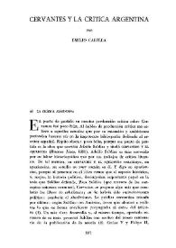 Portada:Cervantes y la crítica argentina / por Emilio Carilla