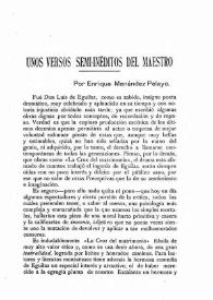 Portada:Unos versos semi-inéditos del maestro / por Enrique Menéndez Pelayo