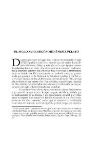 Portada:El siglo XVIII, según Menéndez Pelayo / Joaquín Álvarez Barrientos