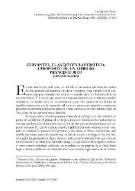 Portada:Cervantes, el \"Quijote\" y la ecdótica. A propósito de un libro de Francisco Rico (artículo-reseña) / Luis Iglesias Feijoo