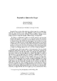 Portada:Leyendo a Quevedo: Lope / Antonio Carreño
