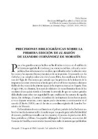 Portada:Precisiones bibliográficas sobre la primera edición de \"El Barón\" de
Leandro Fernández de Moratín / Philip Deacon