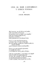 Portada:"Oda al mar Cantábrico" y otros poemas / de Rafael Morales