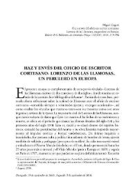 Portada:Haz y envés del oficio de escritor cortesano: Lorenzo de las Llamosas, un perulero en Europa / Miguel Zugasti