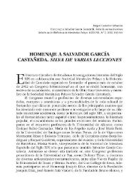 Portada:Homenaje a Salvador García Castañeda. \"Silva de varias lecciones\" / Raquel Gutiérrez Sebastián