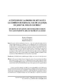 Portada:A l’entorn de la ironia de situació i la comèdia burgesa: el cas de «La llotja», de Josep M. Millàs / Ramon X. Rosselló