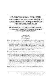 Portada:L’elegia valenciana com a tòpic universal: la caiguda de València narrada des del Xarq al-Àndalus fins al romancer filipí / Isaac Donoso Jiménez