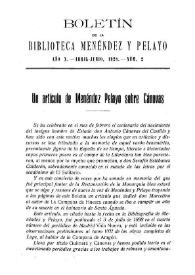 Portada:Un artículo de Menéndez y Pelayo sobre Cánovas / Tomás Maza Solano