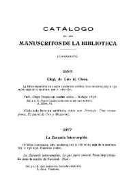 Portada:Catálogo de los manuscritos de la Biblioteca (Continuación) / Miguel Artigas y Ferrando