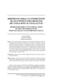 Portada:Simetries de mirall en l’ordre intern de les construccions absolutes: del català antic al català actual / Avel·lina Suñer