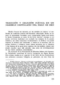 Portada:Tradición y creación poética en un Carmelo castellano del Siglo de Oro / Víctor García De La Concha