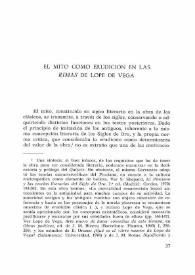Portada:El mito como erudición en las "Rimas" de Lope de Vega / Rosa Romojaro Montero