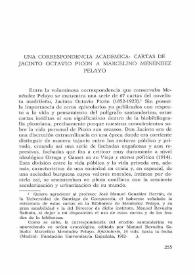 Portada:Una correspondencia académica: cartas de Jacinto Octavio Picón a Marcelino Menéndez Pelayo / Nöel M. Valis