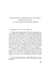 Portada: Historiografía y organización territorial: Menéndez Pelayo y su articulación del Estado español / Antonio Santoveña Setién