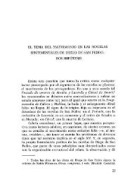 Portada:El tema del matrimonio en las novelas sentimentales de Diego de San Pedro: dos hipótesis / José Francisco Ruiz Casanova