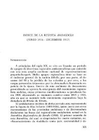 Portada:Índice de la revista "Andalucía" (junio 1916-diciembre 1917) / Carmen de Urioste