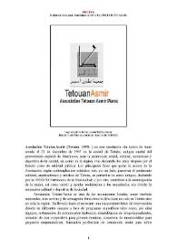 Portada:Asociación Tetuán-Asmir (Tetuán, 1995- ) [Semblanza] / Mohamed Abrighach