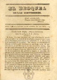 Portada:Tomo I, núm. 12, sábado 16 de agosto de 1834