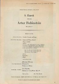 Portada:S. Hurok presents Artur Rubinstein Pianist 