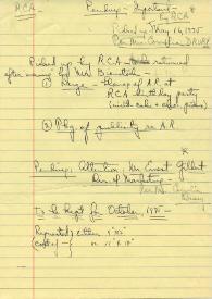Portada:Notas muscritas de Arthur Rubinstein. 1975