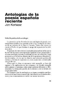 Portada:Antologías de la poesía española reciente / Jon Kortazar