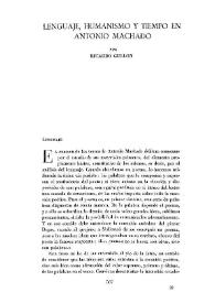 Portada:Lenguaje, humanismo y tiempo en Antonio Machado / por Ricardo Gullón