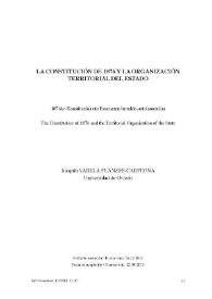 Portada:La Constitución de 1876 y la organización territorial del Estado / Joaquín Varela Suanzes-Carpegna