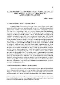 Portada:La representación del sujeto popular en las "Historietas nacionales"  de Pedro Antonio de Alarcón / Mikel Lorenzo