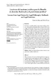 Portada:Lecciones del nazismo jurídico para la filosofía de derecho: Radbruch y el positivismo jurídico / Antonio Manuel Peña Freire