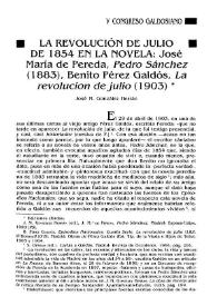 Portada:La revolución de julio de 1854 en la novela: José María de Pereda, “Pedro Sánchez” (1883). Benito Pérez Galdós, “La Revolución de Julio” (1903) / José Manuel González Herrán