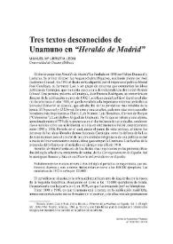 Portada:Tres textos desconocidos de Unamuno en \"Heraldo de Madrid\" / Manuel María Urrutia