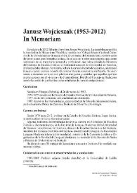 Portada:Janusz Wojcieszak (1953-2012). In memoriam / Zofia Marzec y Kamila Kruszyska