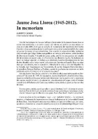 Portada:Jaume Josa (1945-2012). In memoriam / Alberto Gomis