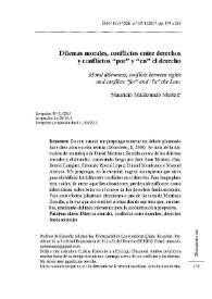 Portada:Dilemas morales, conflictos entre derechos y conflictos "por" y "en" el derecho  / Mauricio Maldonado Muñoz