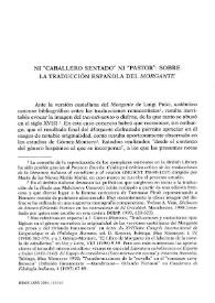 Portada:Ni \"caballero sentado\" ni \"pastor\": sobre la traducción española del \"Morgante\" / Cristina Barbolani