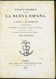 Portada:Ensayo político sobre la Nueva España. Tomo segundo / por el Baron A. de Humboldt ; traducida al castellano por Vicente González Arnao