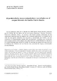 Portada:El proletariado, tema costumbrista y novelístico en el corpus literario de Emilia Pardo Bazán / M.ª de los Ángeles Ayala