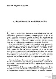 Portada:Actualidad de Gabriel Miró / Mariano Baquero Goyanes