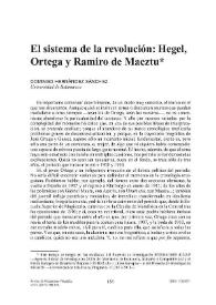 Portada:El sistema de la revolución: Hegel, Ortega y Ramiro de Maeztu / Domingo Hernández Sánchez