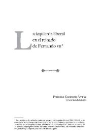 Portada:La izquierda liberal en el reinado de Fernando VII / Francisco Carantoña Álvarez