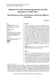 Portada:Autonomía moral, autonomía personal y derechos humanos en Carlos Nino / Juan Iosa