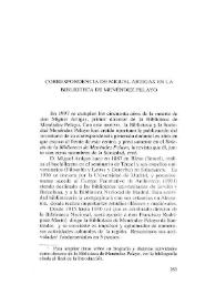Portada:Correspondencia de Miguel Artigas en la Biblioteca de Ménedez Pelayo / Rosa Fernández Lera y Andrés del Rey Sayagués