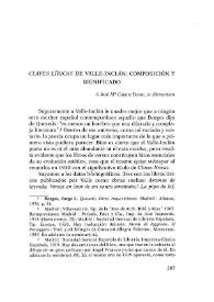 Portada:\"Claves líricas\" de Valle-Inclán: composición y significado / Juan Montero