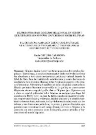 Portada:\"Filiteratura\": base de datos relacional en Heurist de literatura en español en Filipinas y sobre Filipinas / Rocío Ortuño Casanova