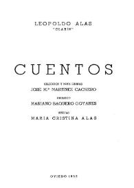Portada:Prólogo de Mariano Baquero Goyanes a Leopoldo Alas, Clarín, \"Cuentos\", Oviedo, 1953 / Mariano Baquero Goyanes