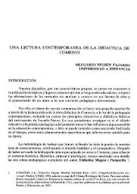 Portada:Una lectura contemporánea de la didáctica de Comenio / Olegario Negrín Fajardo