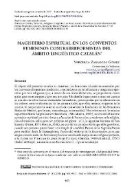 Portada:Magisterio espiritual en los conventos femeninos contrarreformistas del ámbito lingüístico catalán / Verònica Zaragoza Gómez