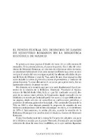 Portada:El fondo teatral del despacho de Ramón de Mesonero Romanos en la Biblioteca Histórica de Madrid / Ascensión Aguerri Martínez